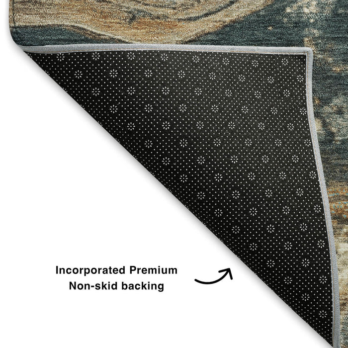 10' X 14' Abstract Washable Area Rug With UV Protection (707731) - Wheat / Gray / Ivory