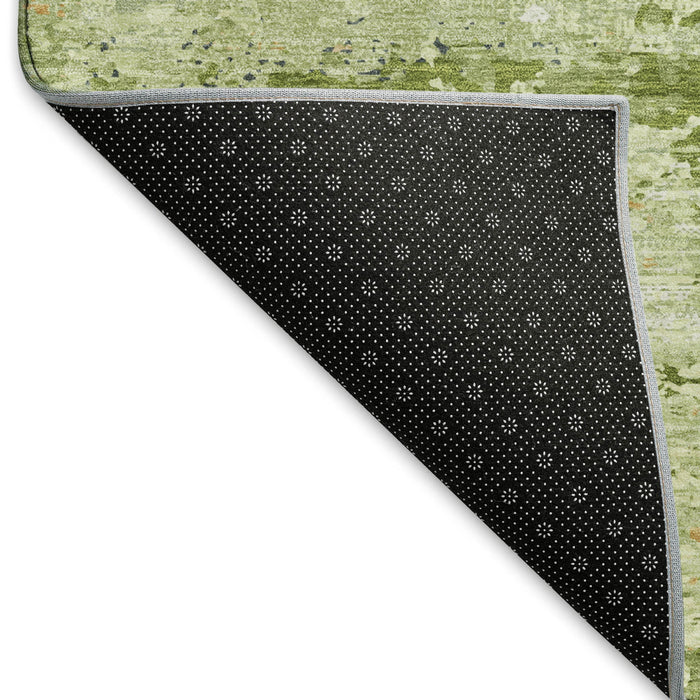 10' X 14' Abstract Washable Area Rug With UV Protection (693420) - Artichoke Green / Ivory / Charcoal