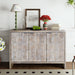 Giga farmhouse style wooden accent cabinet with four doors, versatile sideboard for living room, entryway, or dining room storage