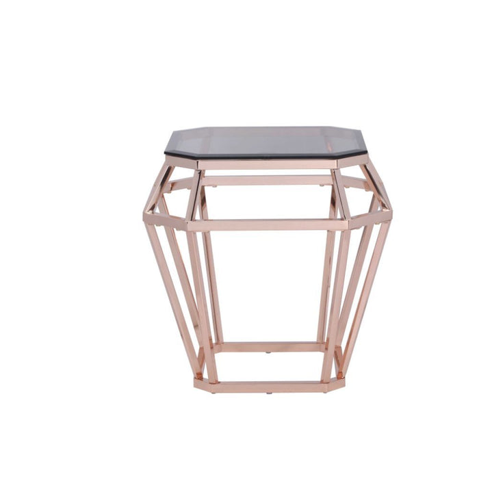 Clifton - End Table - Rose Gold & Smoky Glass