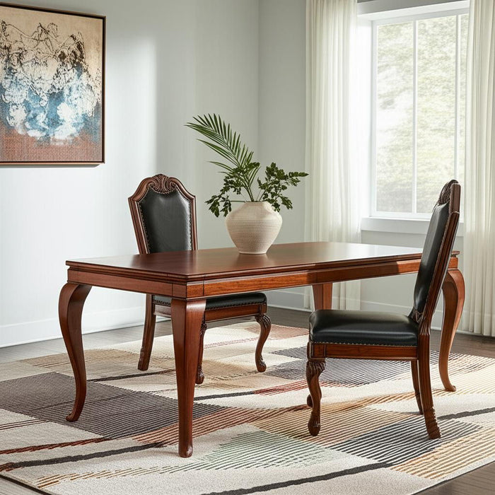 Redwood Upholstered Faux Leather Solid Wood Dining Side Chairs (Set of 2) - Black