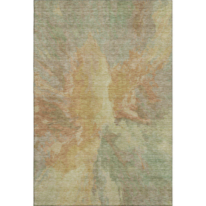 10' X 14' Abstract Washable Area Rug With UV Protection (695426) - Artichoke Green / Gold / Copper