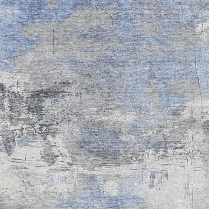 10' X 14' Abstract Washable Area Rug With UV Protection (697170) - Denim Blue / Gray / Ivory