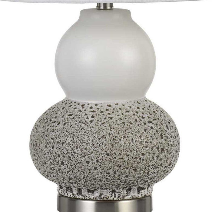 24" Metal Two Light Desk Table Lamps With White Globe Shade (Set of 2) - Silver