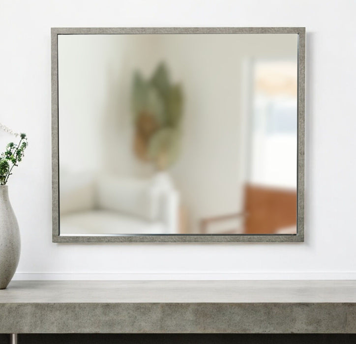 34" Faux Concrete Framed Accent Mirror - Gray