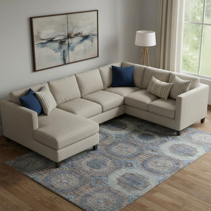 10' X 14' Abstract Geometric Washable Area Rug With UV Protection (708982) - Teal / Gray / Blue