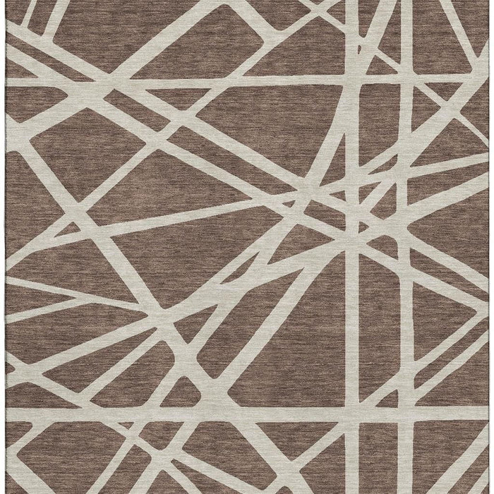 10' X 14' Geometric Washable Area Rug With UV Protection (681581) - Brown / Ivory