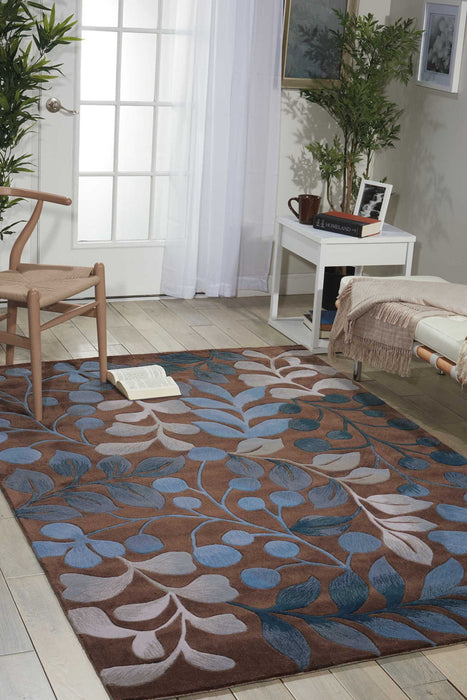 8' X 11' Boical Leaves Area Rug - Blue