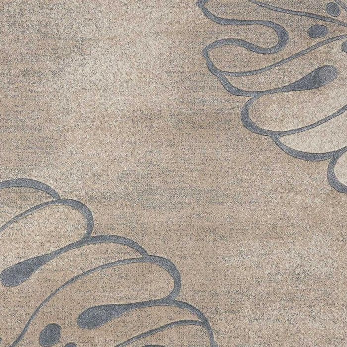 9' X 13' Boical Leaves Non Skid Area Rug - Ivory