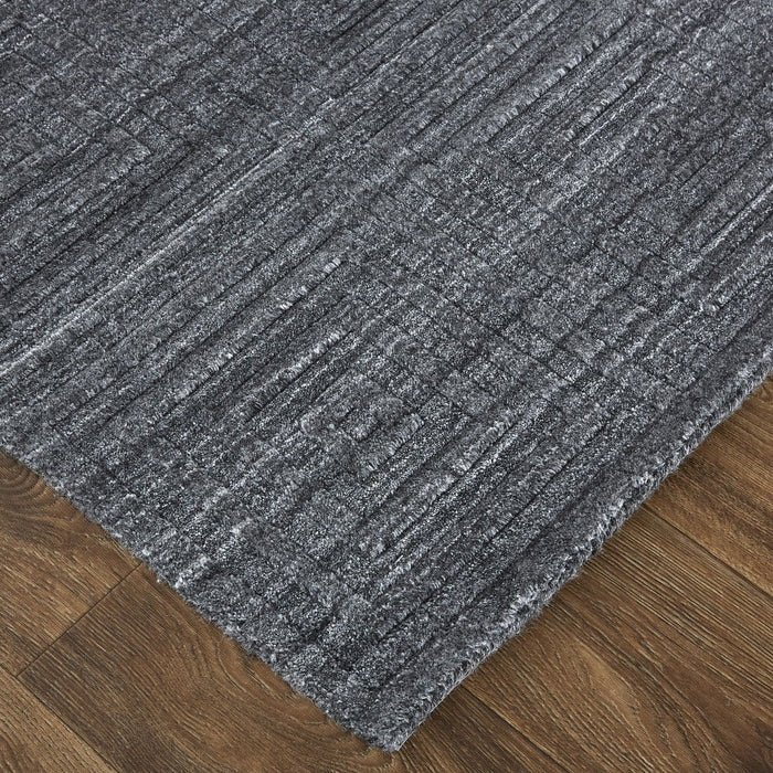 10' x 14' Striped Hand Woven Area Rug - Gray And Black