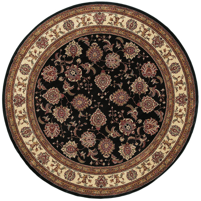 8' Oriental Round Rug - Brown And Ivory