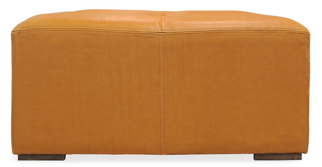 36" Genuine Leather And Solid Wood Square Cocktail Table - Orange