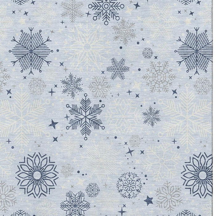10' X 14' Abstract Geometric Washable Area Rug With UV Protection (702298) - Sky Blue / Ivory