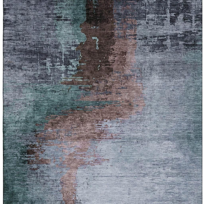 10' X 14' Abstract Washable Area Rug With UV Protection (715609) - Blue / Brown