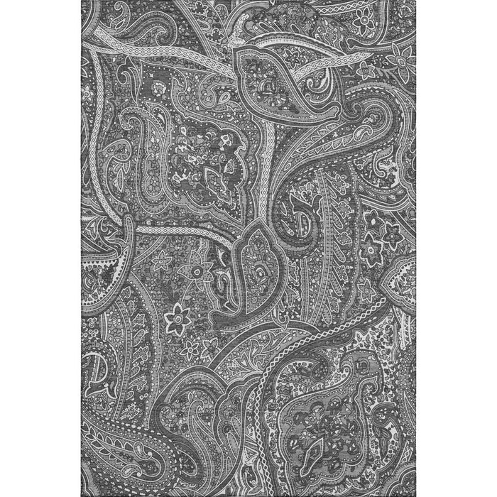 10' X 14' Paisley Washable Area Rug With UV Protection (652653) - Gray / Ivory