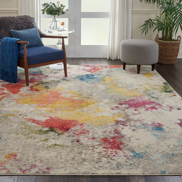 8' X 11' Abstract Power Loom Area Rug - Ivory