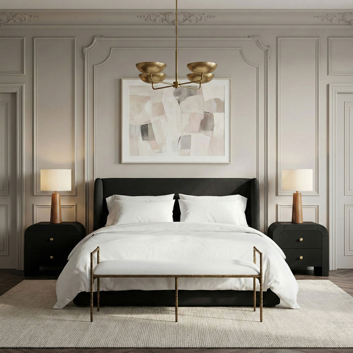 Axis - Linen Textured Cream Fabric Upholstered Bench