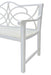 Giga outdoor white garden patio bench with backrest and armrests, slatted seat for 2-3 people, suitable for yard, porch, or balcony.