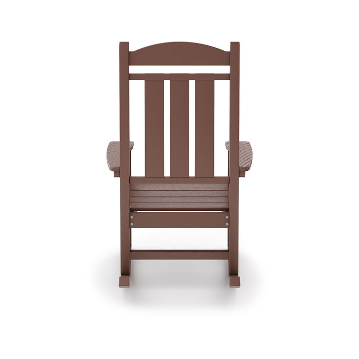Giga traditional porch rocker chair made of durable HDPE poly lumber, ideal for patio, porch, and garden relaxation.