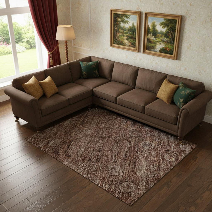 10' X 14' Oriental Washable Area Rug With UV Protection (700583) - Terra Cotta / Rust