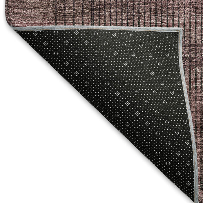 10' X 14' Striped Washable Area Rug With UV Protection - Merlot And Gray