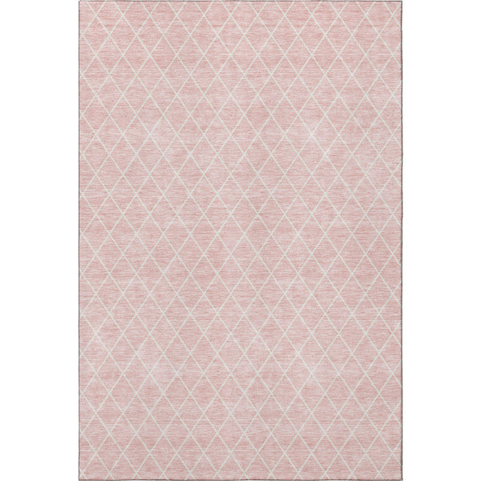 10' X 14' Geometric Washable Area Rug With UV Protection (674119) - Pink / Ivory