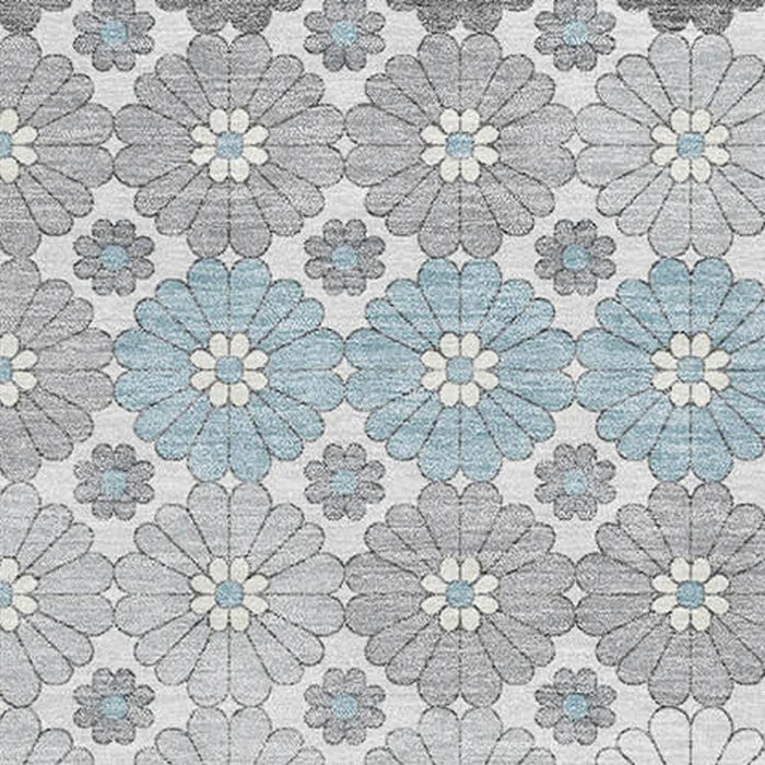 10' X 14' Geometric Washable Area Rug With UV Protection (696884) - Silver / Gray / Blue