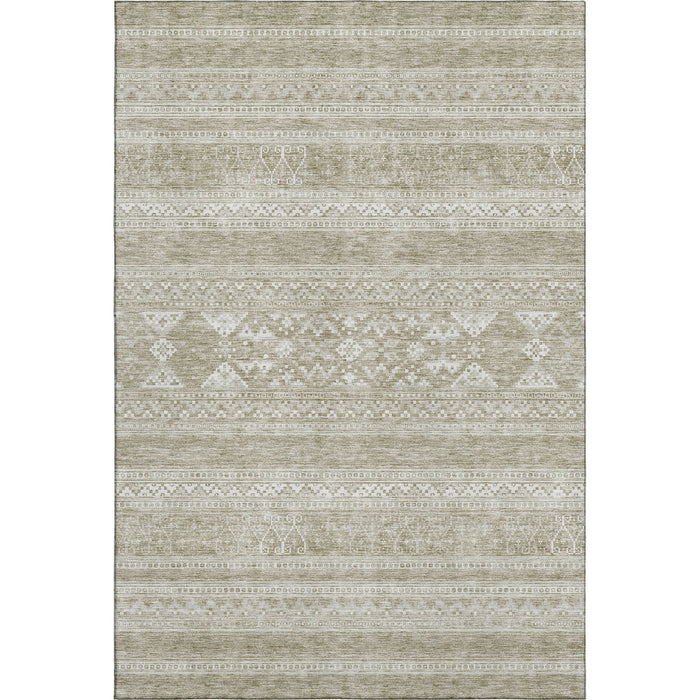 8' X 10' Southwestern Washable Area Rug With UV Protection (657423) - Khaki / Ivory