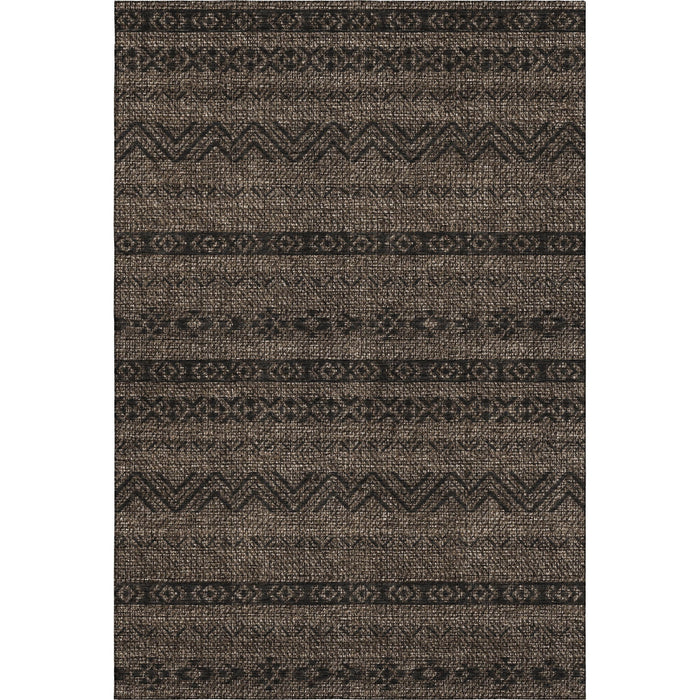 10' X 14' Southwestern Washable Area Rug With UV Protection - Chocolate And Gray