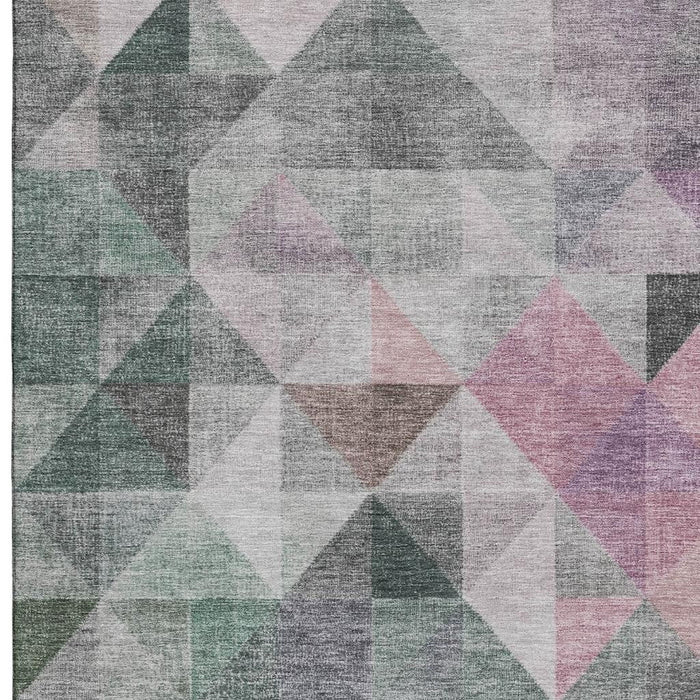 10' X 14' Geometric Washable Area Rug With UV Protection (710729) - Blush / Green / Ivory