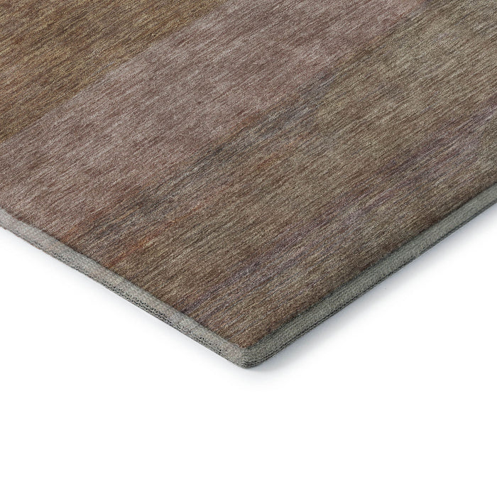 10' X 14' Striped Washable Area Rug With UV Protection (695132) - Salmon / Rust / Gray