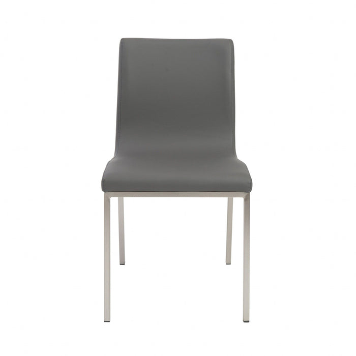 Leather Upholstered Dining Side Chairs (Set of 2) - Gray