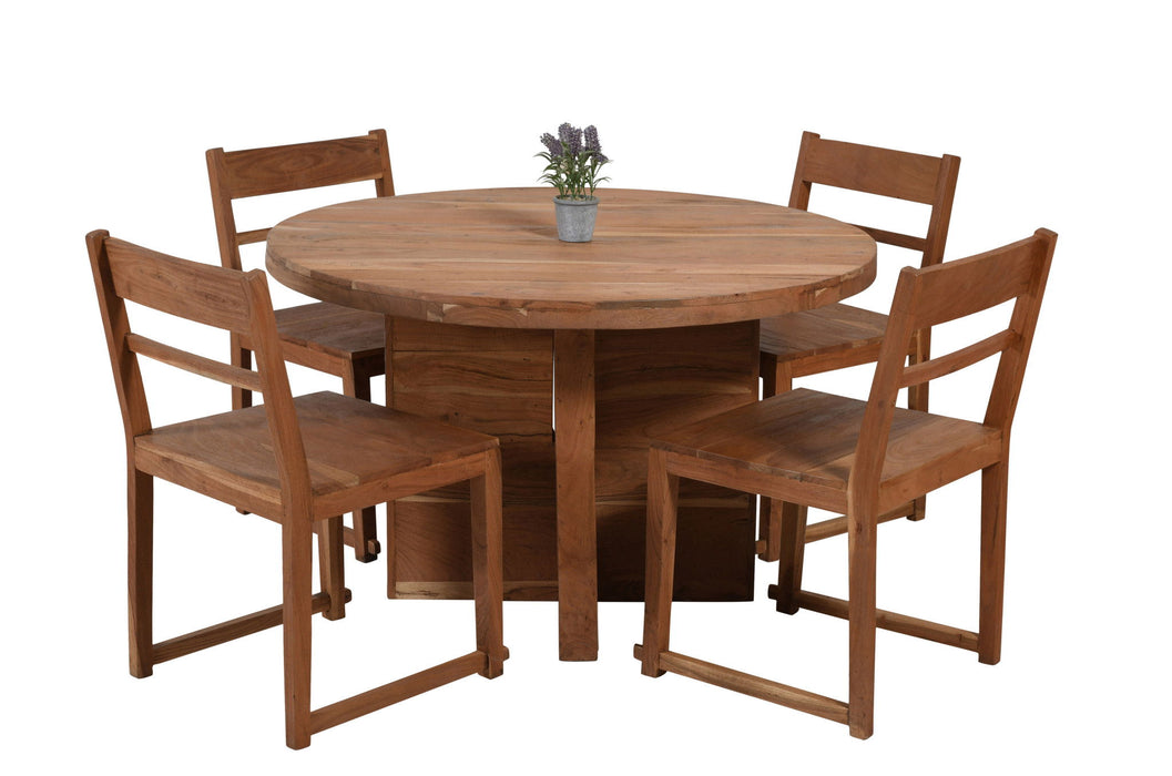 48" Rounded Solid Wood Dining Table - Natural