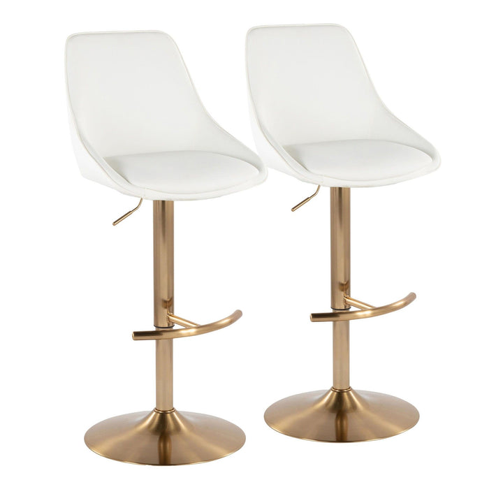 Diana - Adjustable Barstool With Rounded T Footrest (Set of 2) - Gold Metal