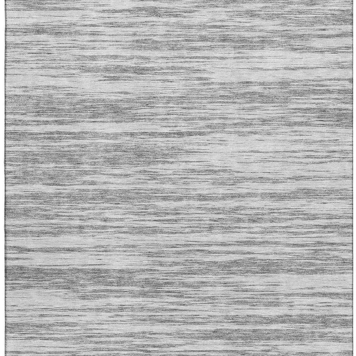 10' X 14' Striped Washable Area Rug With UV Protection (675600) - Gray / Silver