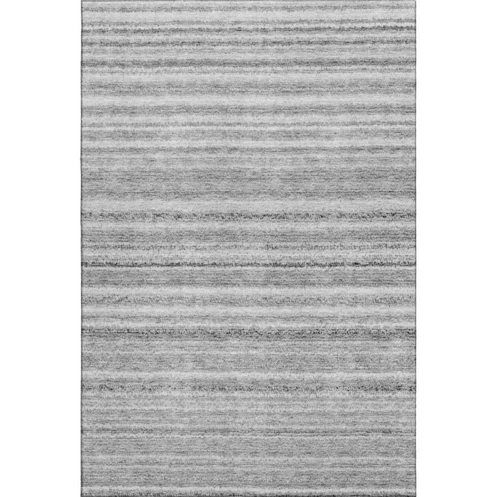 10' X 14' Striped Washable Area Rug With UV Protection (650806) - Gray / Silver