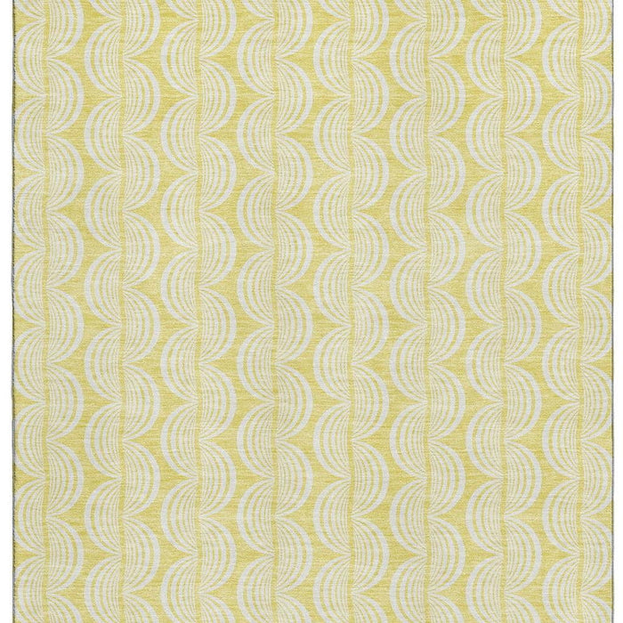 10' X 14' Ogee Washable Area Rug With UV Protection (682817) - Yellow / Ivory
