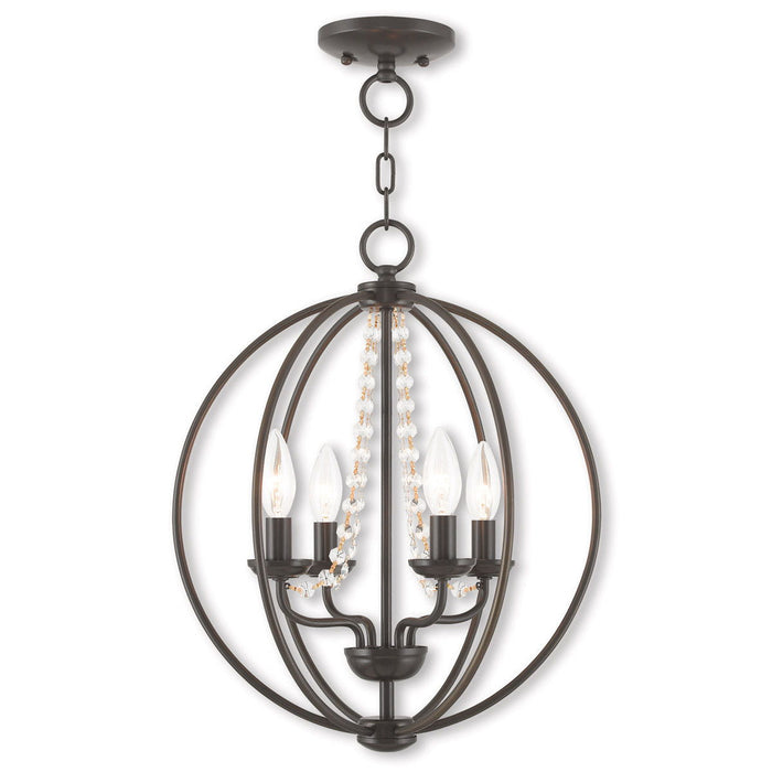 19'' Four Light Dimmable Chandelier With Shades - Bronze