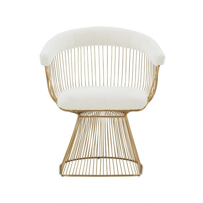 Fabric Steel Windsor Back Dining Arm Chair - White