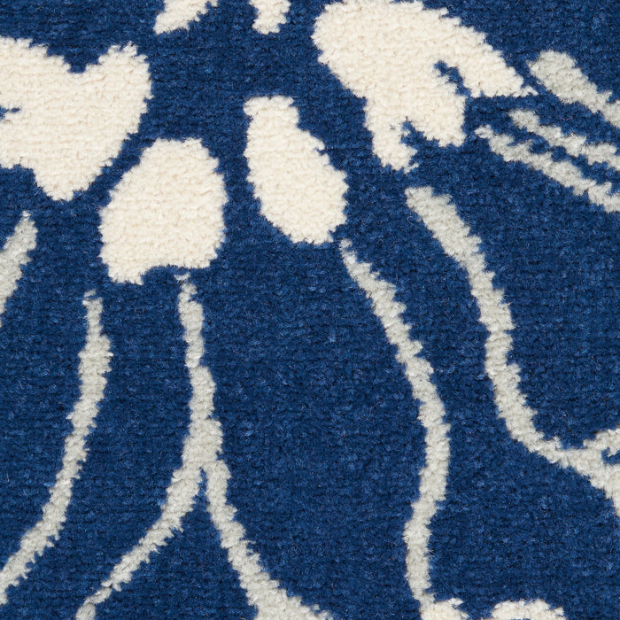 9' X 12' Floral Power Loom Area Rug - Blue / Ivory