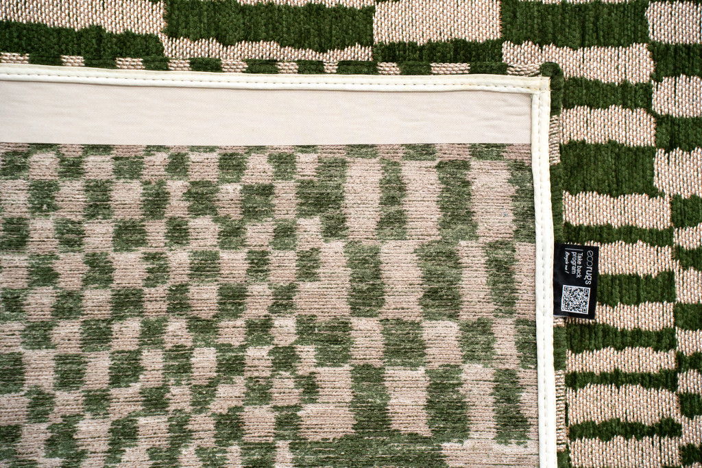5' X 7' Geometric Berber Washable Area Rug With UV Protection (609860) - Green / Beige