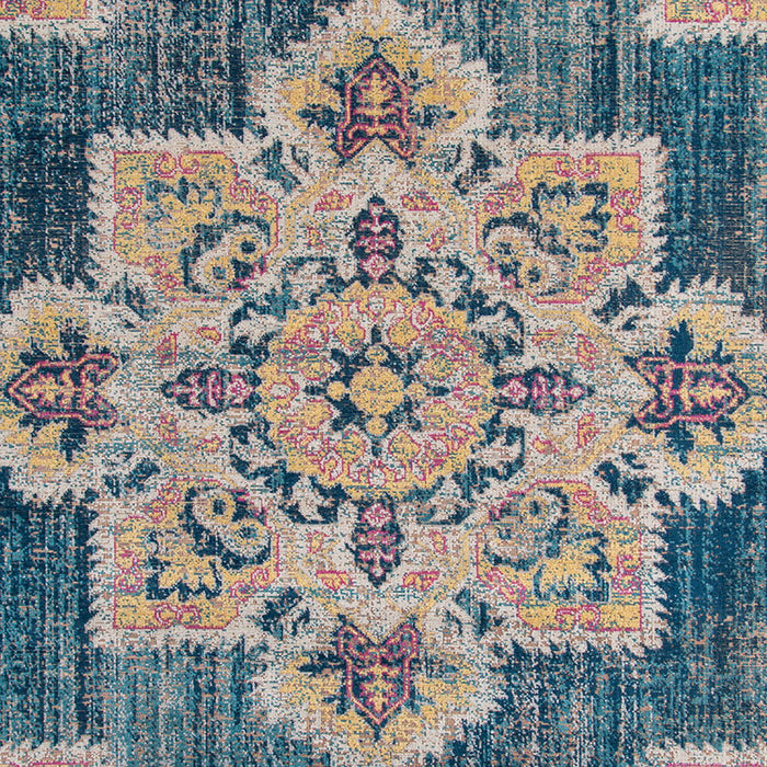 10' x 14' Medallion Power Loom Area Rug - Yellow And Navy