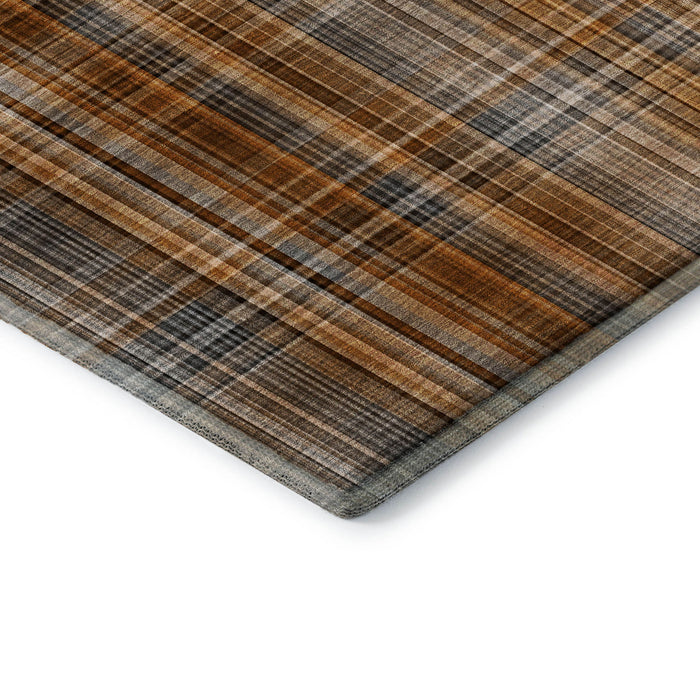10' X 14' Plaid Washable Area Rug With UV Protection (648316) - Terra Cotta / Gray