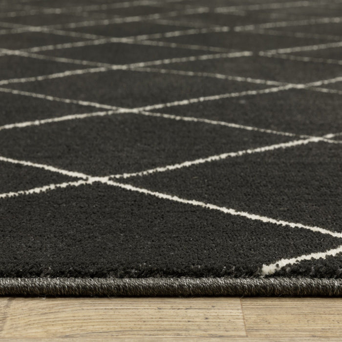 10' X 13' Trellis Area Rug - Charcoal And Ivory