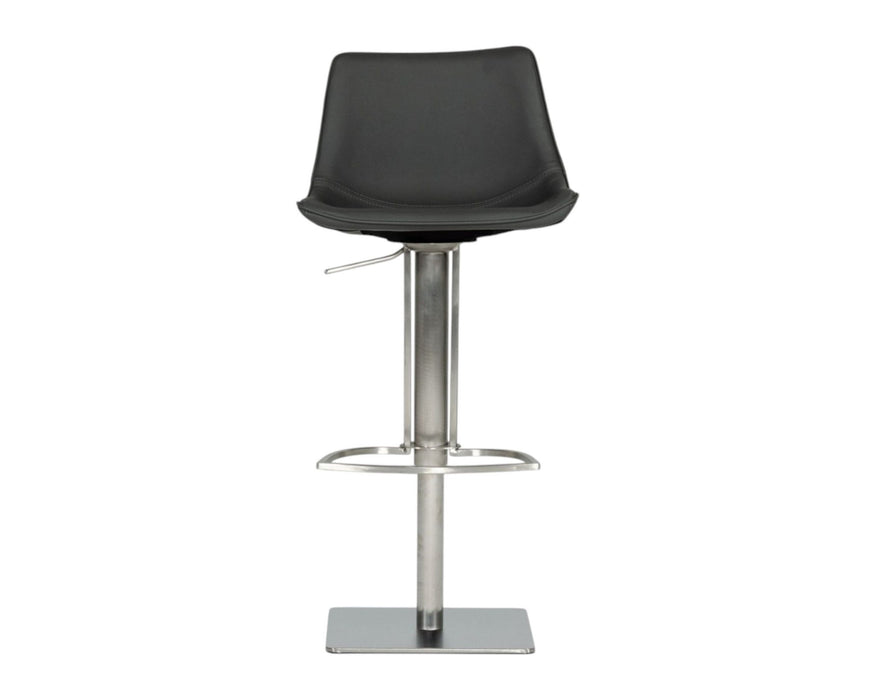 Faux Leather And Stainless Steel Swivel Low Back Bar Height Bar Chair - Gray And Silver