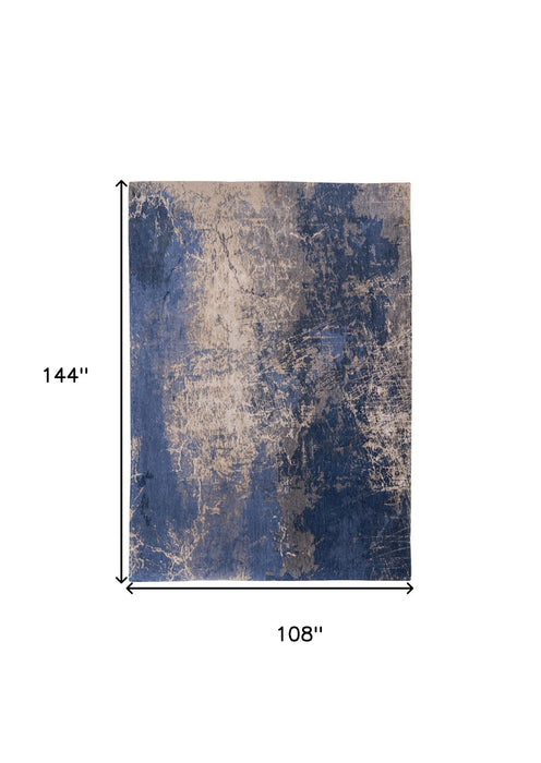 9' x 13' Abstract Non Skid Area Rug - Blue And Gray