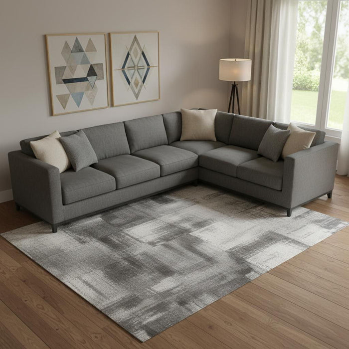 10' X 14' Ombre Washable Area Rug With UV Protection (710933) - Gray / Black / Silver