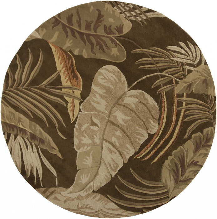 7' Round Wool Area Rug - Mocha