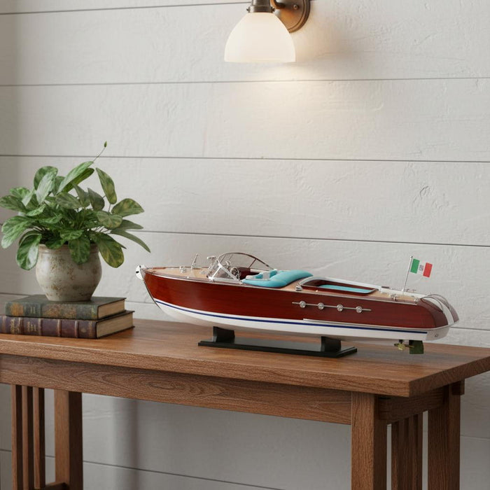 Hand Painted Model Boat (624203) - Light Brown / Dark Brown