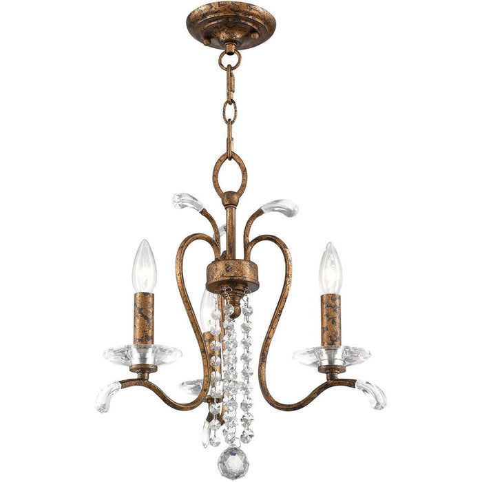 18" Three Light Metal Dimmable Chandelier With Shades - Bronze / Clear